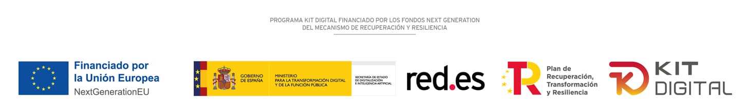 logo de la Secretaría de Estado de Digitalización e Inteligencia Artificial del Gobierno de España, Red.es, Kit Digital y Unión Europea Next Generation EU