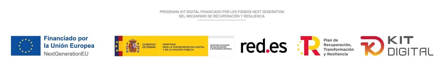 logo de la Secretara de Estado de Digitalizacin e Inteligencia Artificial del Gobierno de Espaa, Red.es, Kit Digital y Unin Europea Next Generation EU